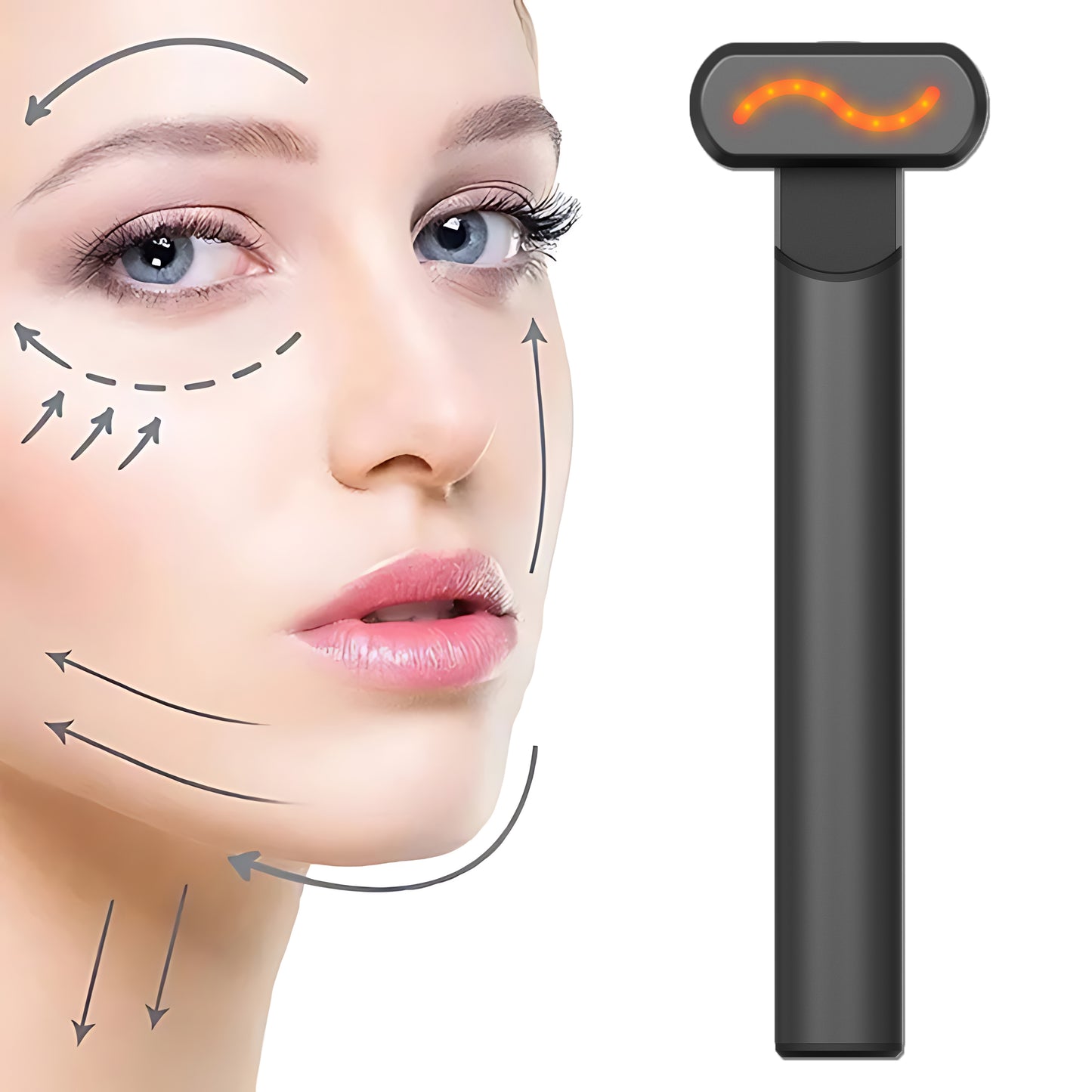 4 In 1 Portable Skin Care Vibration Massager Facial Rejuvenation Hand Held Equipment Face Beauty Eye LED Red Light Therapy Wand