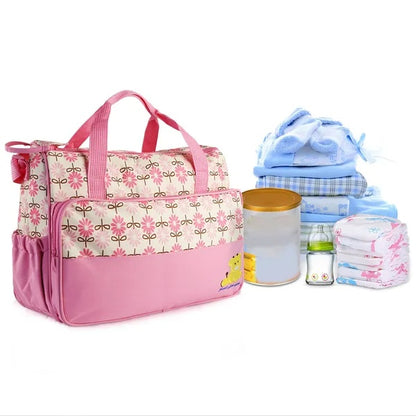 Large capacity baby nappy bag with insulated bottle pockets and changing mat
