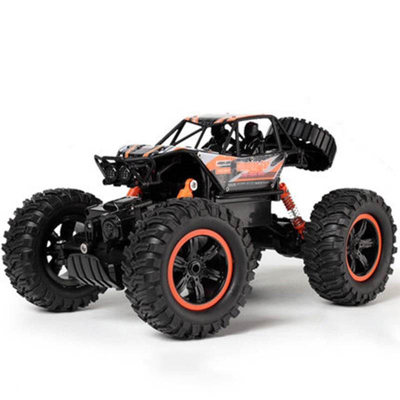 "Orange 4WD remote control RC car for kids with all-terrain tires and high-speed motor"