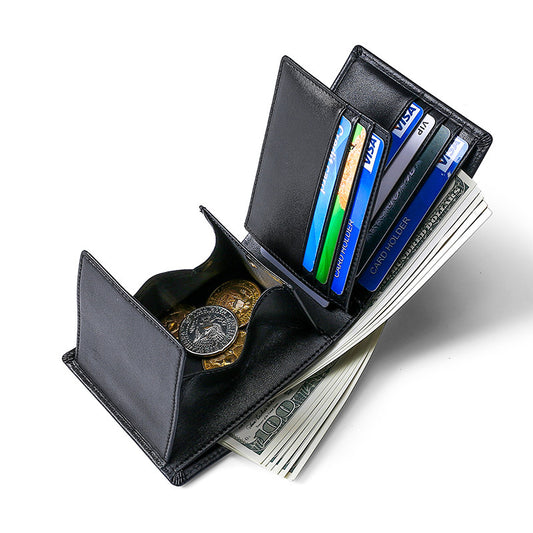 Multi-Functional RFID Anti-Skimming Leather Wallet For Men