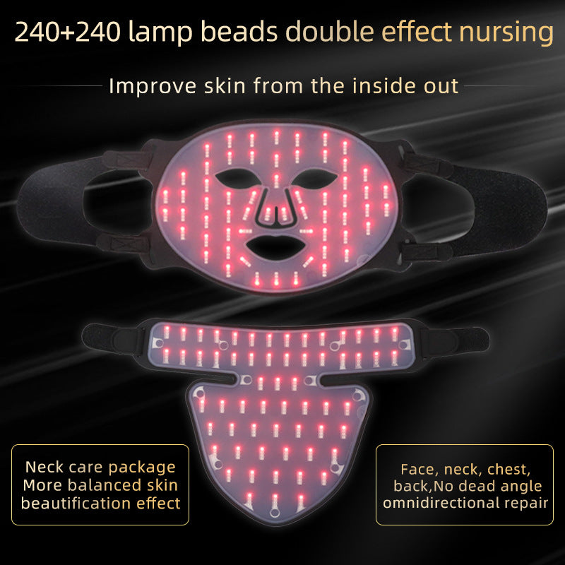 LED facial mask with red blue light therapy for acne treatment and wrinkle reduction

