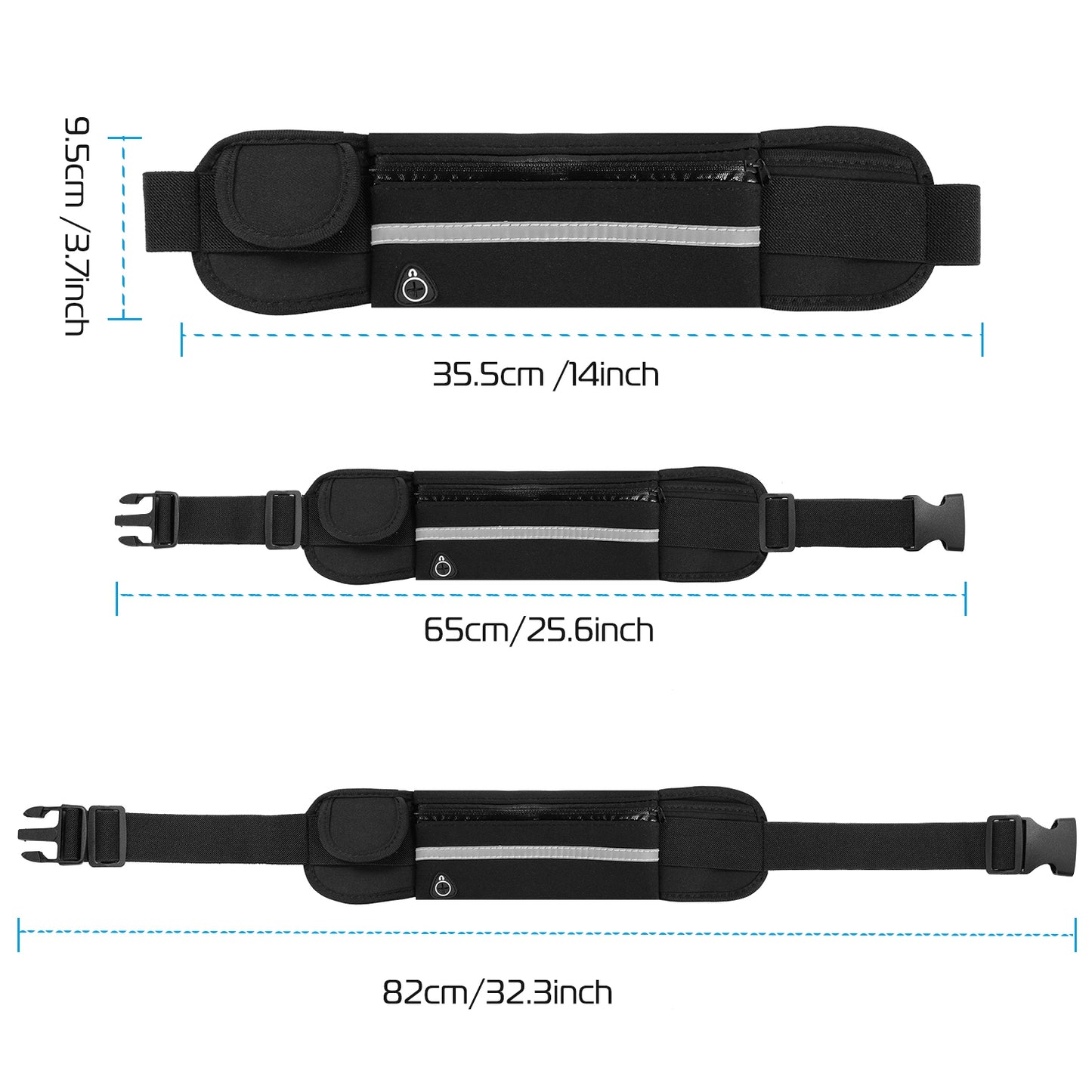 1Pc Sports Waist Bag Running Belt Pack Waterproof Adjustable Waist Pouch