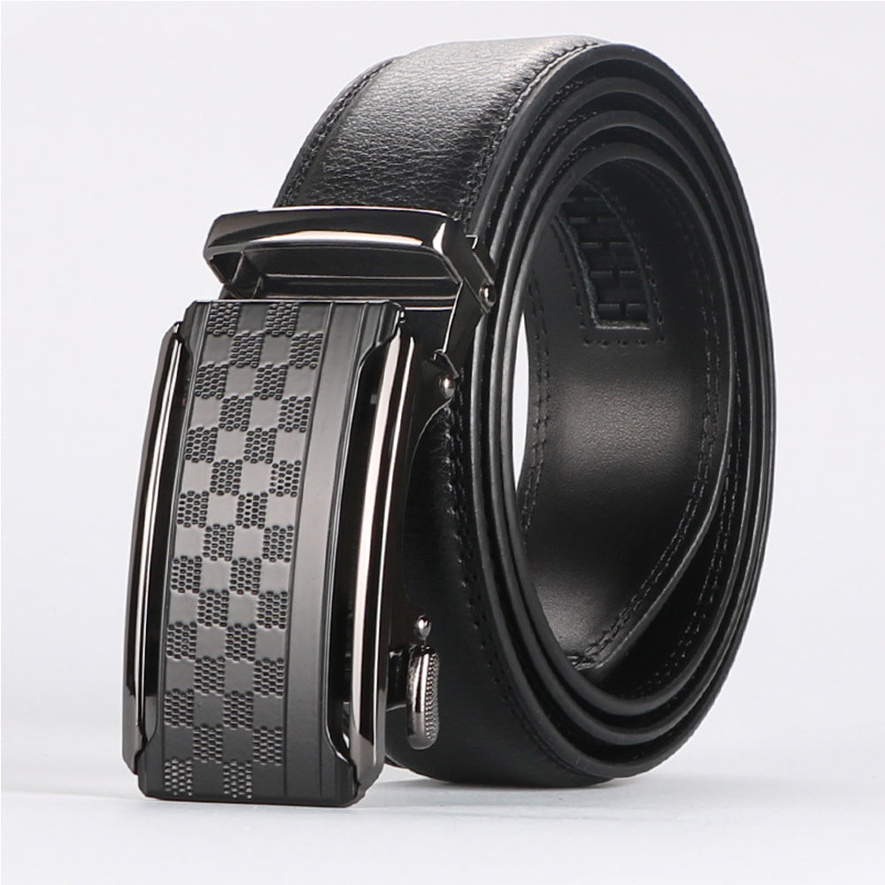 Men's Automatic Buckle Cowhide Belt - Genuine Leather Business Style
