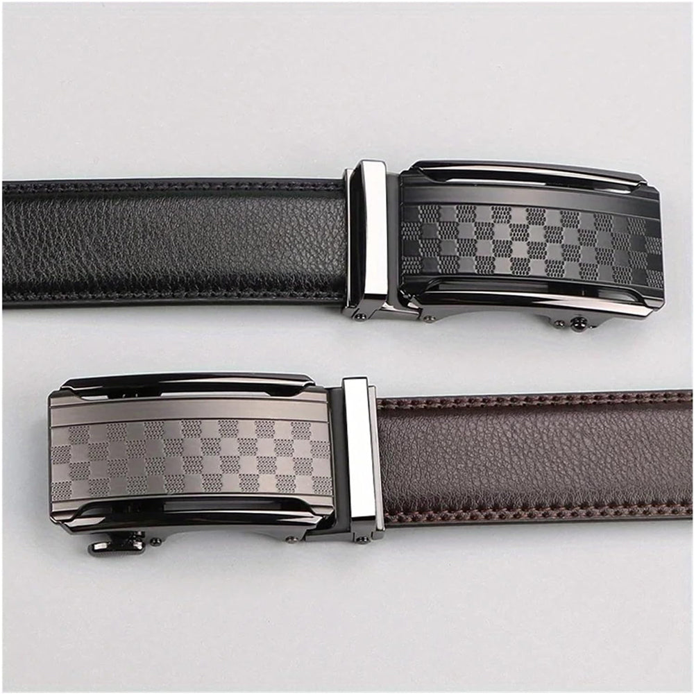 Men's Automatic Buckle Cowhide Belt - Genuine Leather Business Style