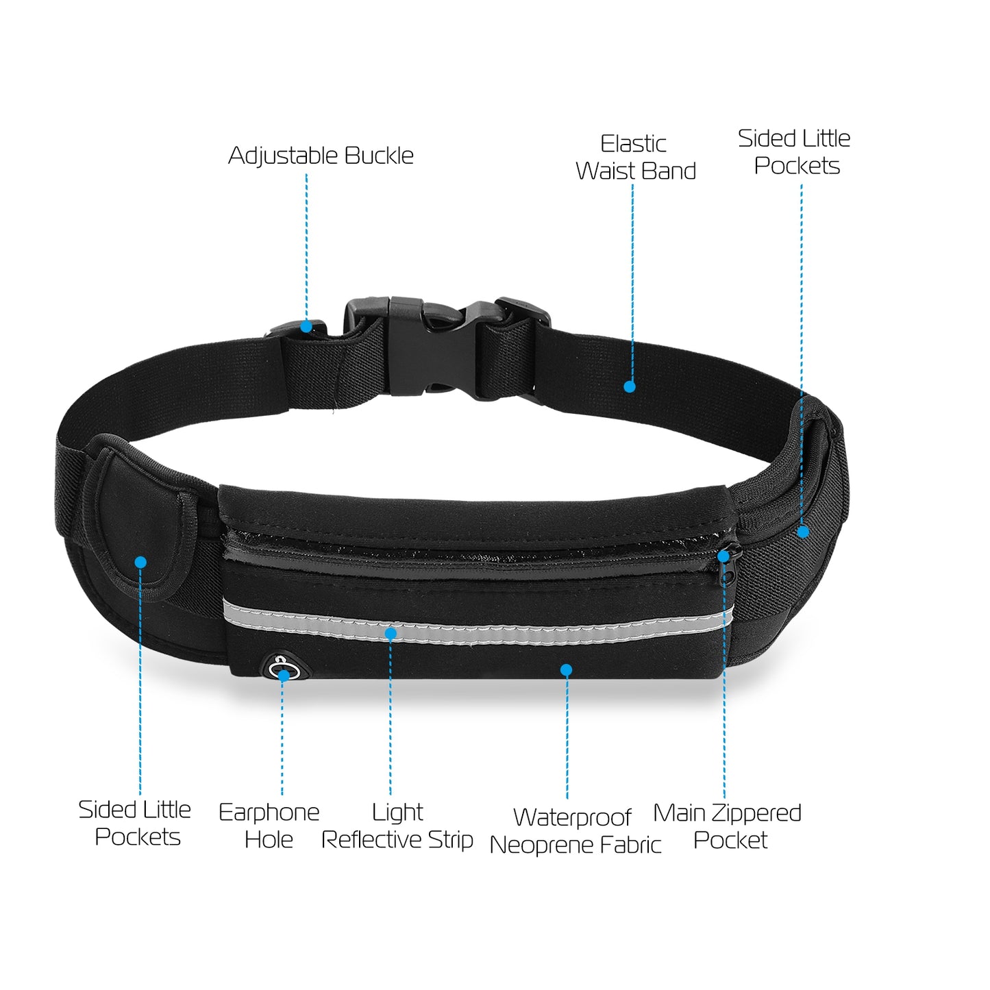 1Pc Sports Waist Bag Running Belt Pack Waterproof Adjustable Waist Pouch