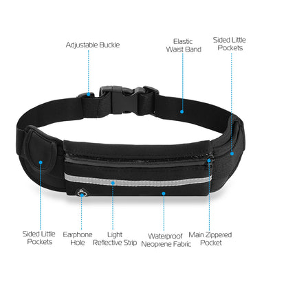 1Pc Sports Waist Bag Running Belt Pack Waterproof Adjustable Waist Pouch