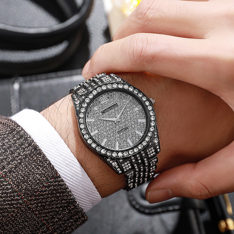 Luxury watch with diamond accents on a person's wrist