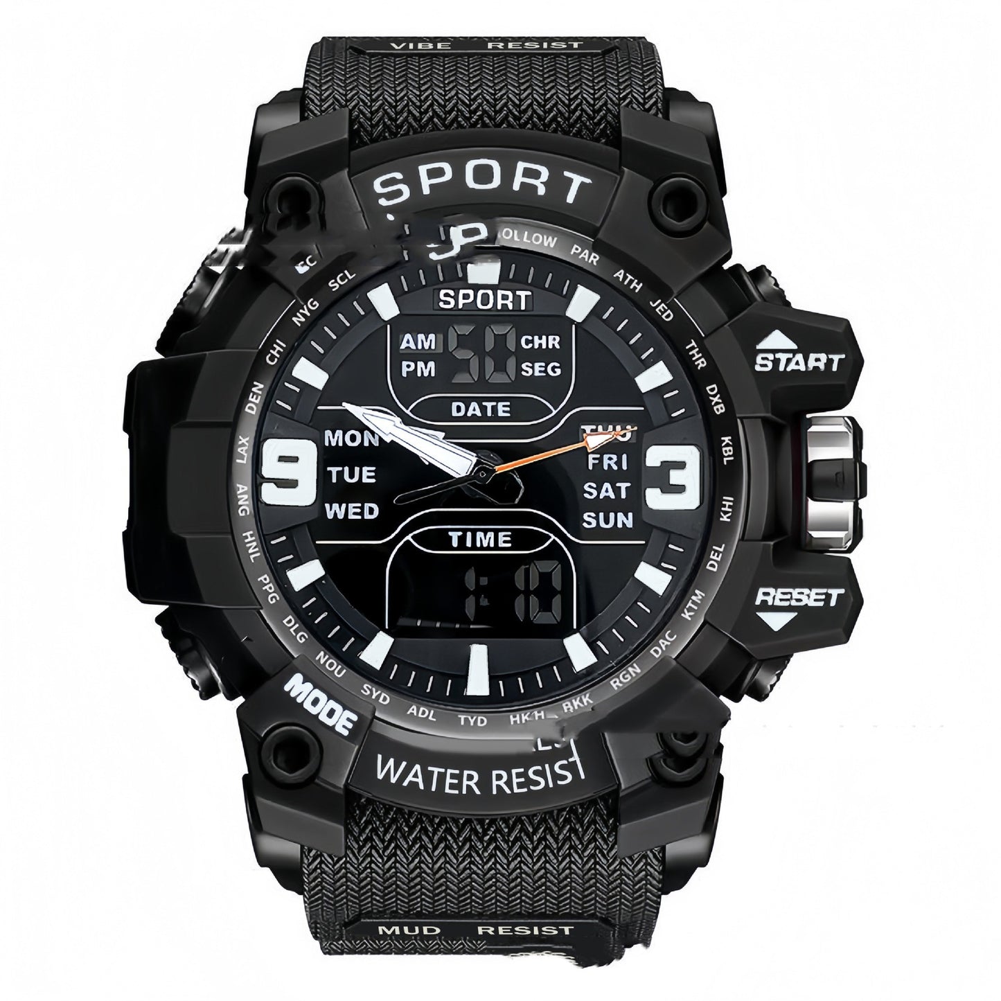 Boys Digital Sports Watch - Luminous Black Tech Electronic Timepiece