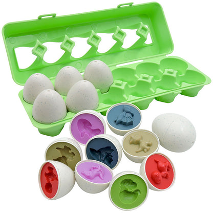 Set of silicone egg molds with various animal shapes in a green carrying case.