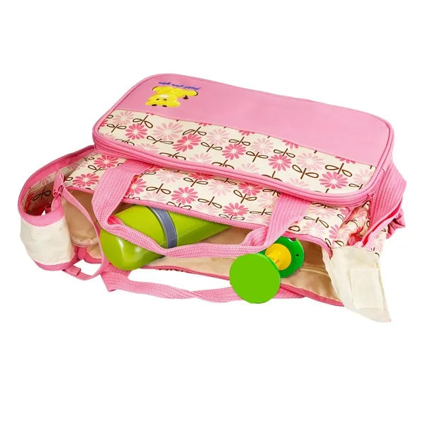 Large capacity baby nappy bag with insulated bottle pockets and changing mat
