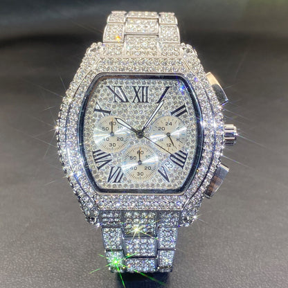 Hip Hop Diamond Chronograph Watch - Luxury Style Multi-Function Timepiece