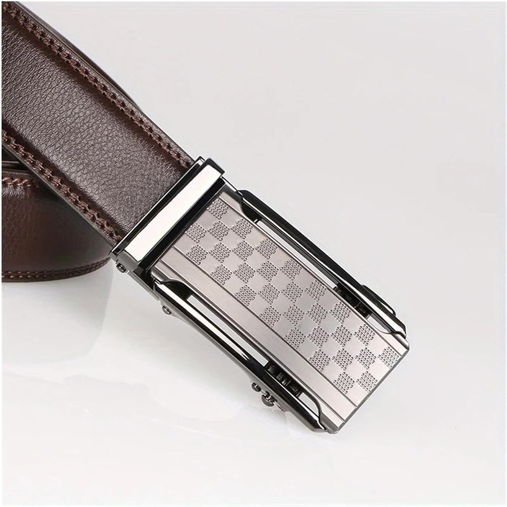 Men's Automatic Buckle Cowhide Belt - Genuine Leather Business Style