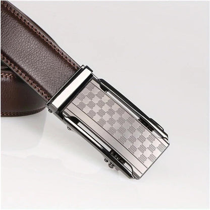 Men's Automatic Buckle Cowhide Belt - Genuine Leather Business Style