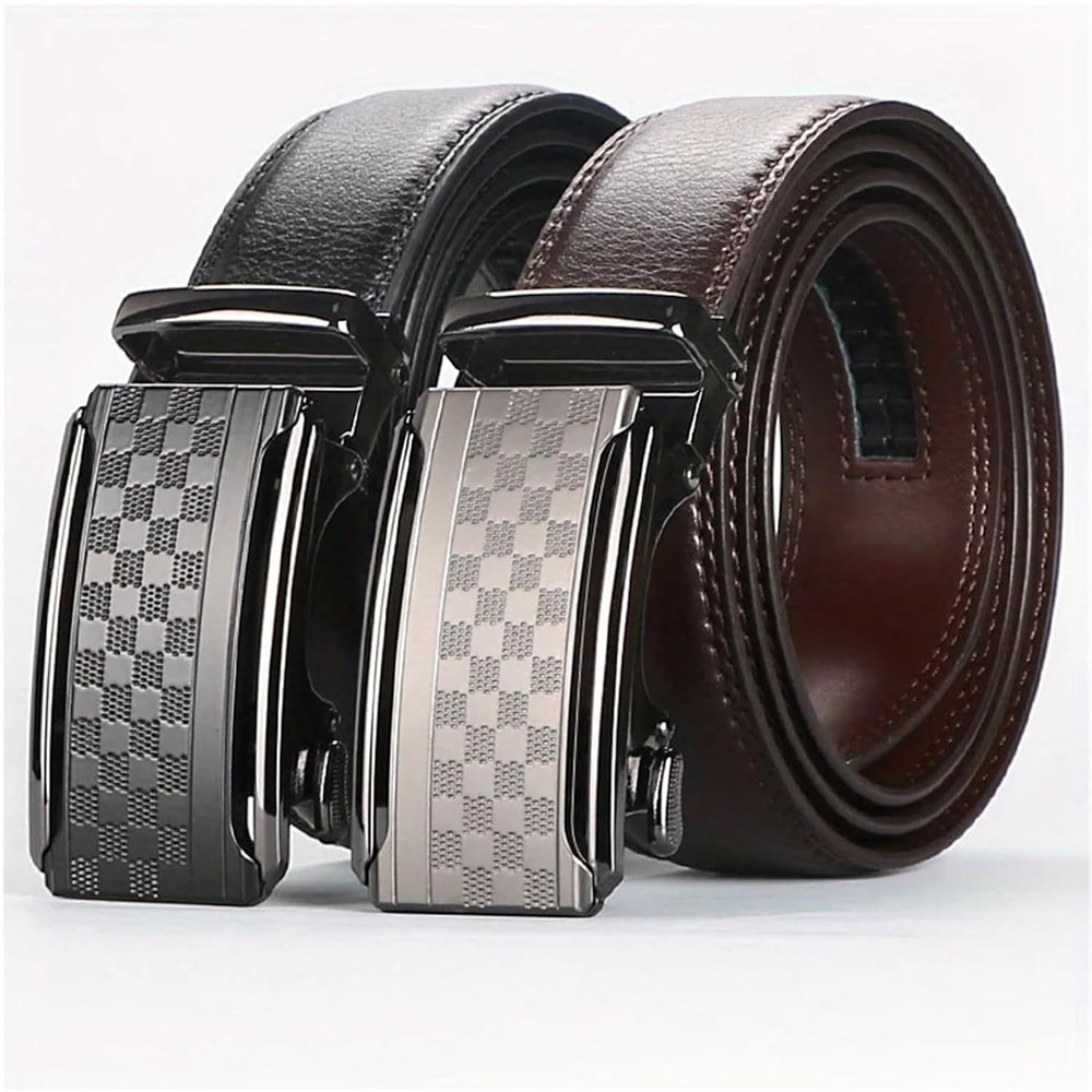 Men's Automatic Buckle Cowhide Belt - Genuine Leather Business Style
