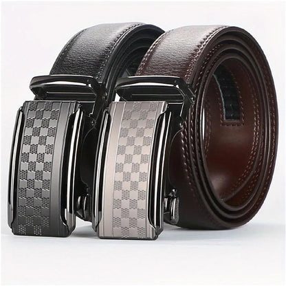 Men's Automatic Buckle Cowhide Belt - Genuine Leather Business Style