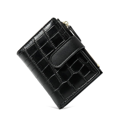 Simple Retro Solid Color Zipper Clasp Mini Short Wallet