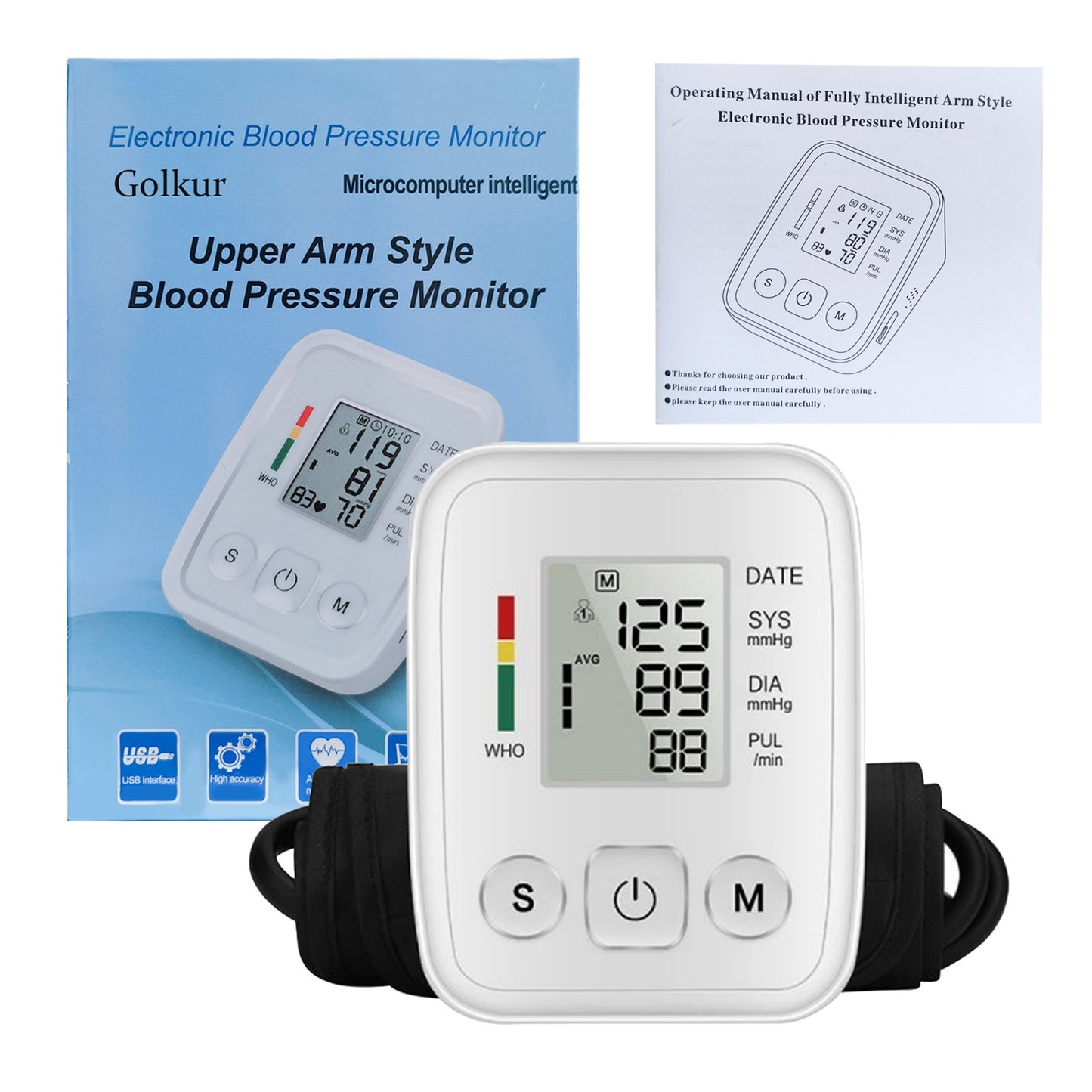 Digital Blood Pressure Monitor Automatic Cuff BP Heart Rate Machine Pulse Meter