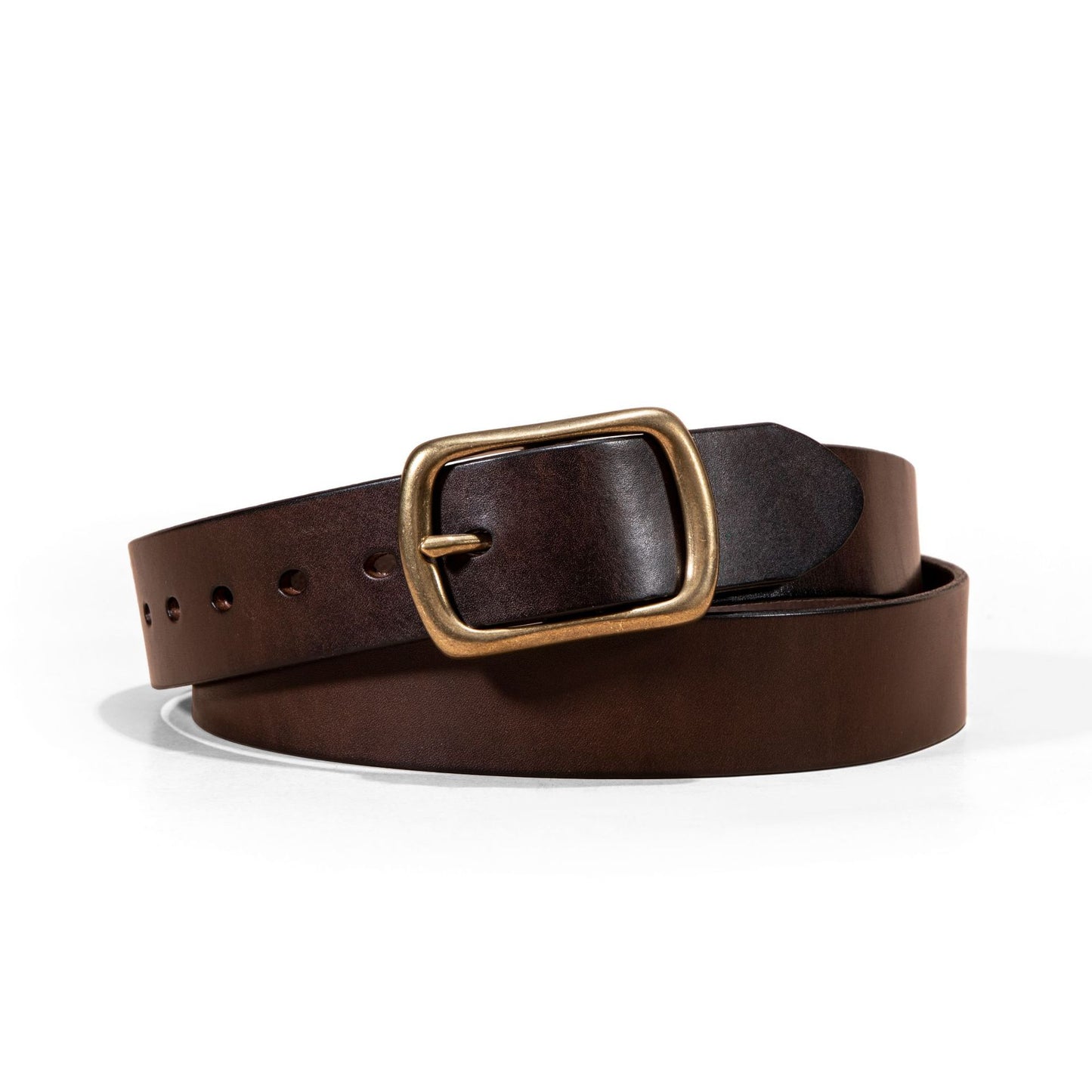 Men's Genuine Leather Belt - Top Grain Cowhide with Retro Brass Buckle