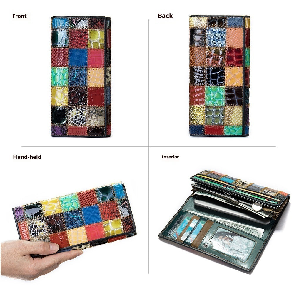 Women's Genuine Cowhide Leather Wallet - Mid-Length Personalized Design
