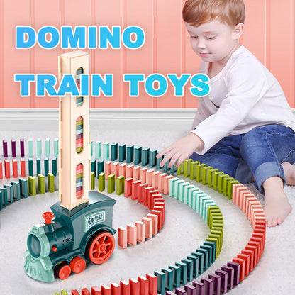  "Automatic domino train toy dispensing colorful dominoes for kids educational play"