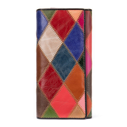 Women's Genuine Cowhide Leather Wallet - Mid-Length Personalized Design