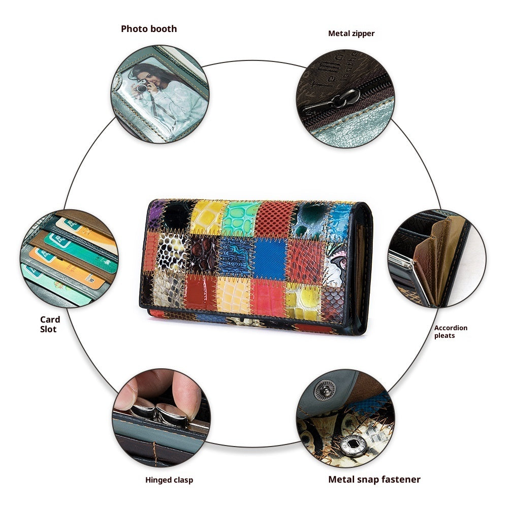 Women's Genuine Cowhide Leather Wallet - Mid-Length Personalized Design