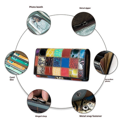 Women's Genuine Cowhide Leather Wallet - Mid-Length Personalized Design