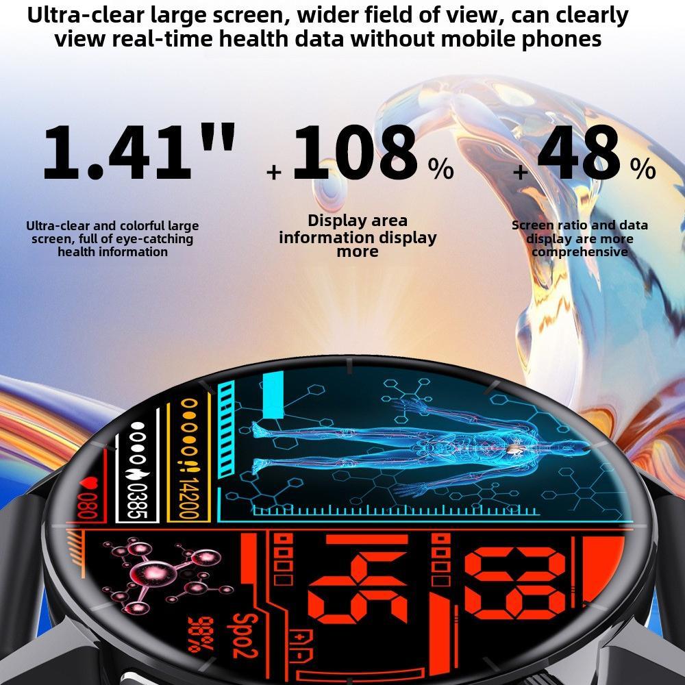 Smart Watch Non-Invasive Blood Glucose Body Temperature Blood Pressure Blood Oxygen Automatic Measurement ECG Ppg Blood Lipid Health Manager