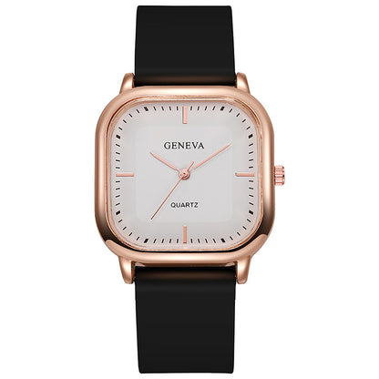 Women's Silicone Strap Fashionable Rose Gold Watch