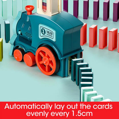 "Purple domino train toy with 100 pieces for children's creative play"