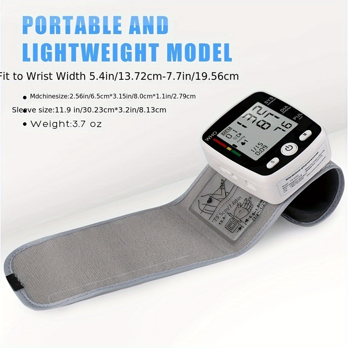 Wrist Blood Pressure Monitor Adjustable Automatic Wrist Cuff Voice Broadcast With 2 Users 180 Memory, Rechargeable Blood Pressure Monitors For Home Use With USB Charging Cable Carrying Case