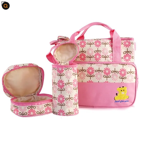 Large capacity baby nappy bag with insulated bottle pockets and changing mat
