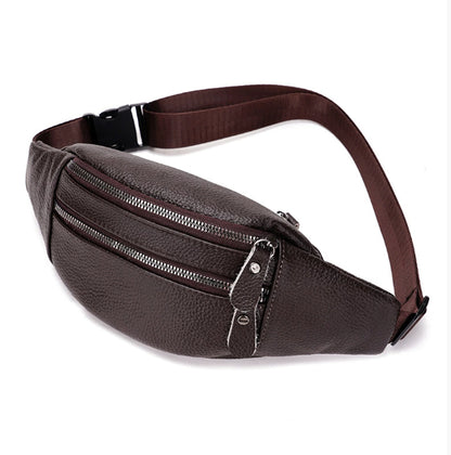 Genuine Leather Sports Waist Pack For Men, Invisible Running Pack