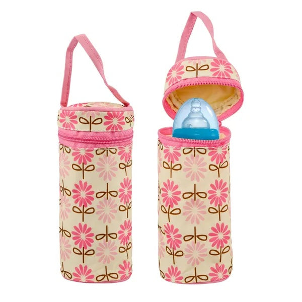 Mother using baby diaper bag set with shoulder straps and multiple compartments
